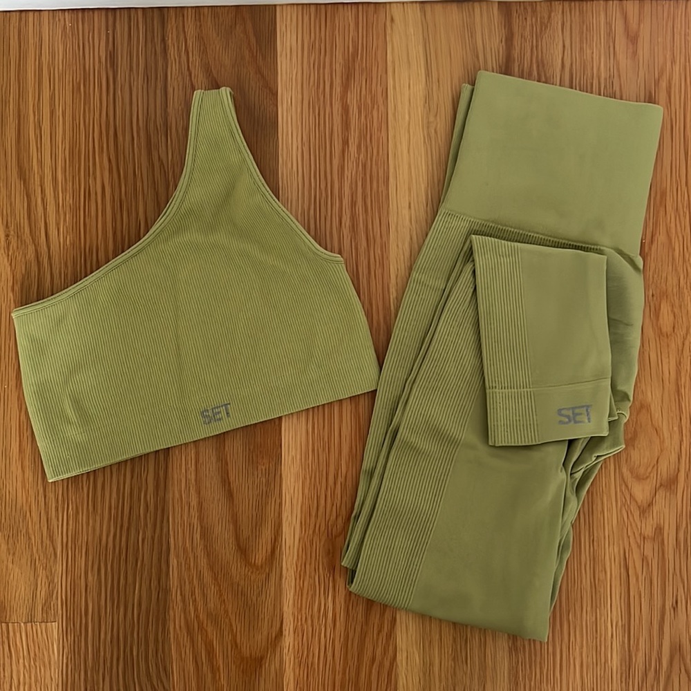 SET Active leggings & sports bra set - LIME GREEN - size XS